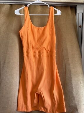 Womens Orange Ribbed Bodysuit